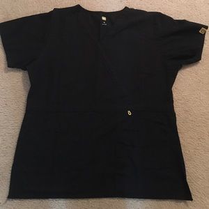 SPREAD GOOD CHEER Solid Black Scrub Shirt Nurse